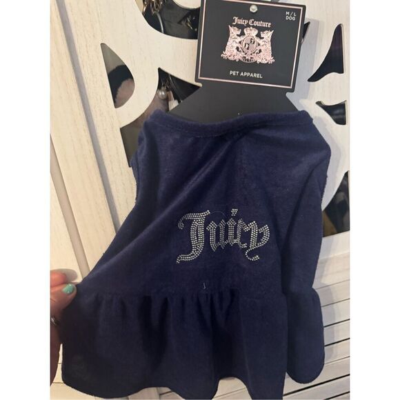 Juicy couture M/L terry velour bling  dog/cat pet clothes hoodie nwt rhinestone - Picture 1 of 3